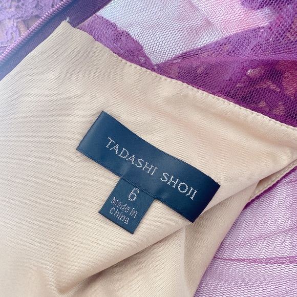 MAROON BERRY TADASHI SHOJI LACE CORSET MIDI DRESS SZ 6 - Picture 7 of 15